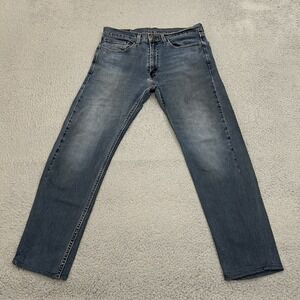 Levis Jeans Mens 34x32 (Fits 34x30) Blue‎ Denim 505 Regular Straight American